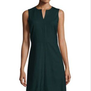 Theory | Split Front Dress in Sevona Stretch Wool | Forest Green | Size 00